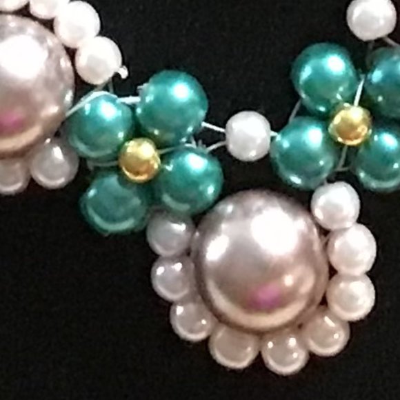 women's gold metal necklace faux pearls & lobster claw clasp about 20" ... PN-99 - Picture 5 of 6